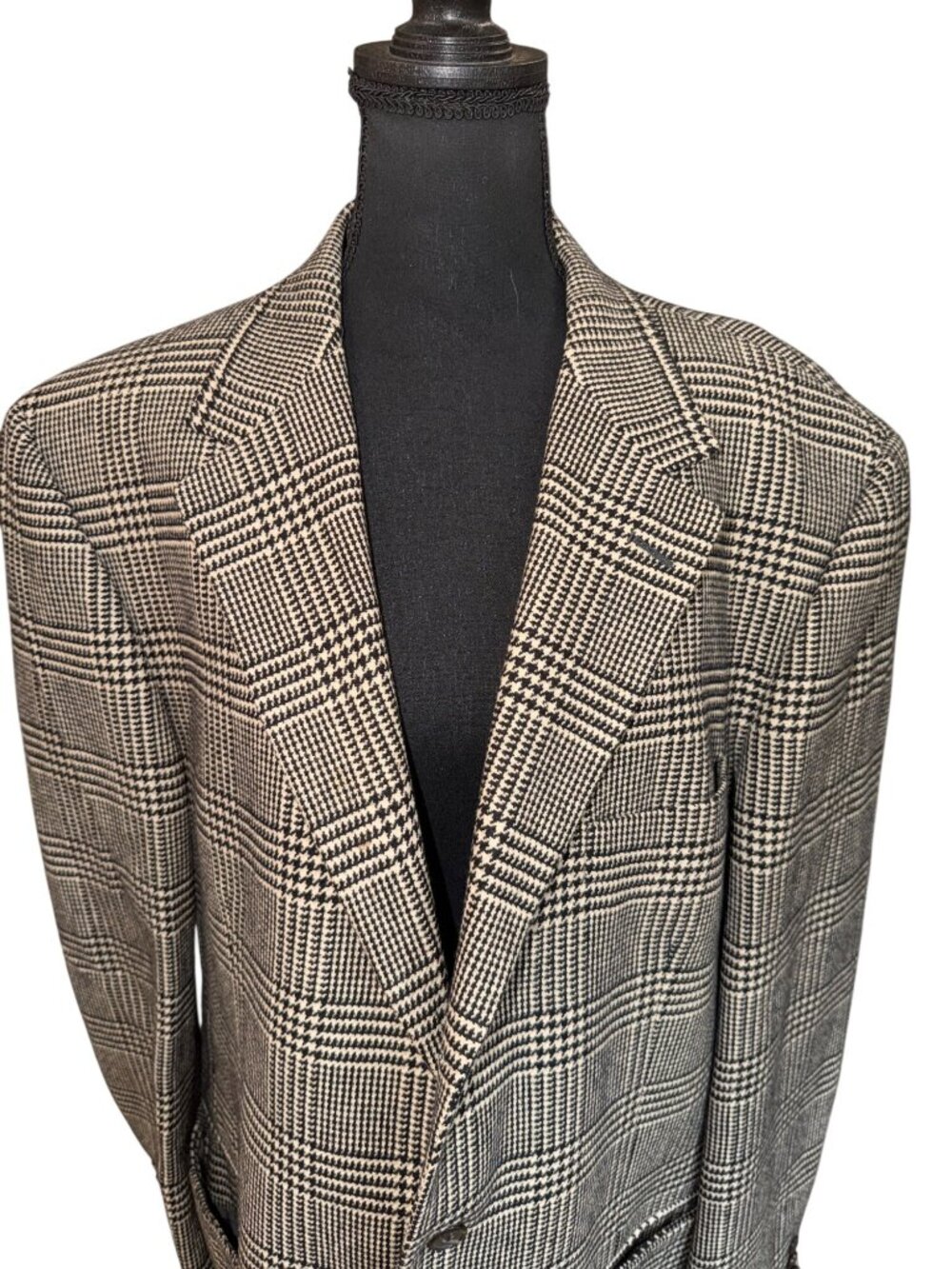 Talbots Mens 44 Wool Cashmere Blend Houndstooth Plaid Blazer Jacket Sustainable - Picture 6 of 15